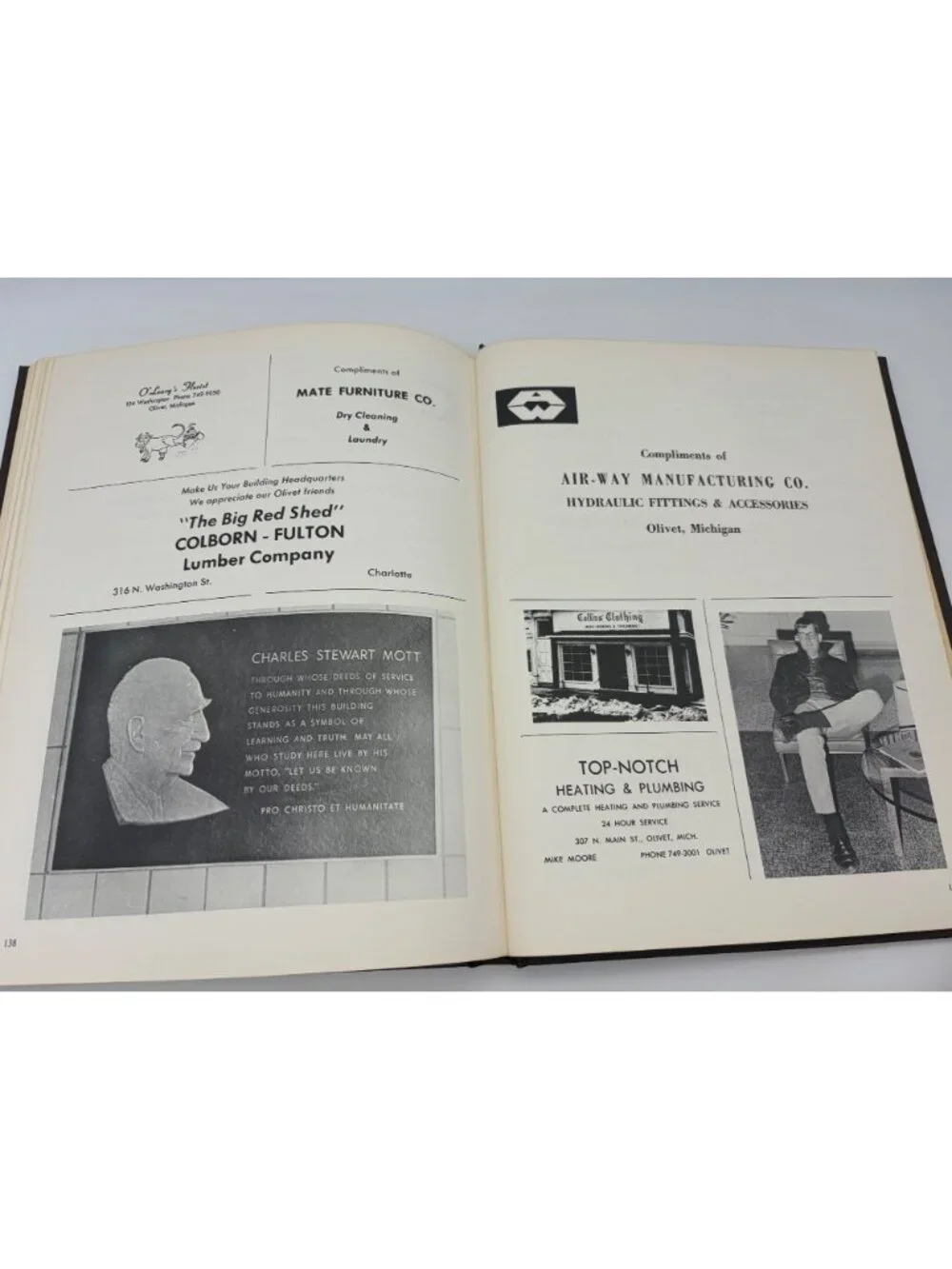 1968 Olivet College Oaks Yearbook Michigan Vintage Hardcover Campus Life History